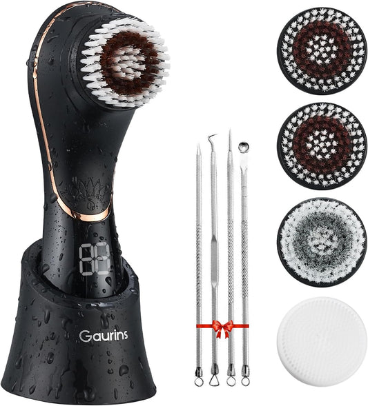 Facial Cleansing Brush Face Scrubber Exfoliator Rechargeable IPX7 Waterproof Electric Spin Cleanser Device for Exfoliating, Massaging and Deep Cleansing Removing Blackhead, Face Massaging