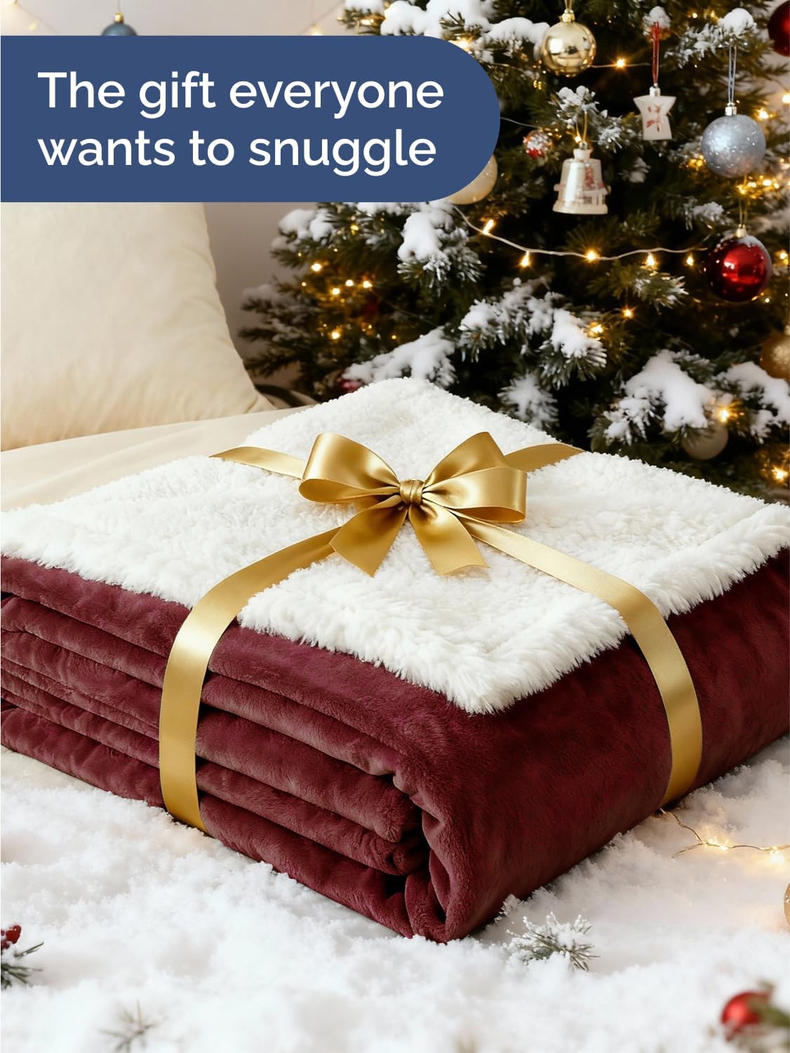 Sherpa Fleece Blanket Throw Size - Reversible Sherpa Fleece Throw Blanket - Super Soft Double Sided for Bed, Sofa, Couch - Thick, Warm, & Plush - Luxurious Bedding for Winter - Burgundy, 50" x 60"