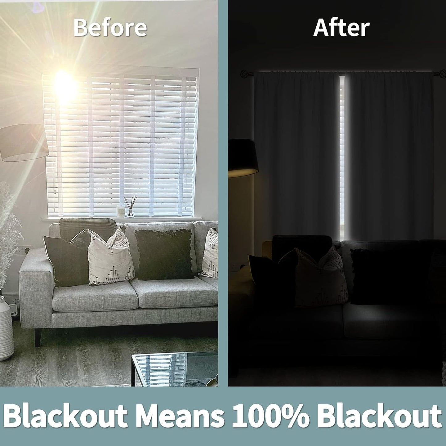 BGment Thermal Insulated 100% Blackout Curtains for Bedroom with Black Liner, Double Layer Full Room Darkening Noise Reducing Rod Pocket Curtain (42 x 72 Inch, Greyish White, 2 Panels)