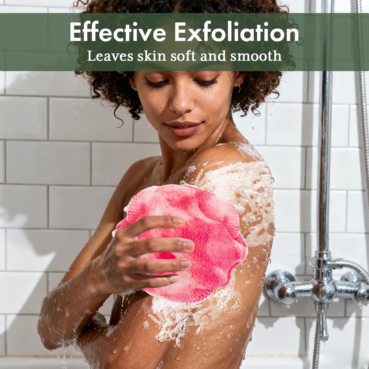 African Net Sponge Authentic 3 Pieces with Storage Bag, African Exfoliating Net Sponge Washcloth, Exfoliating Body Scrubber Bath Sponge Bathing Accessories (Rose, Purple, Bright Yellow)