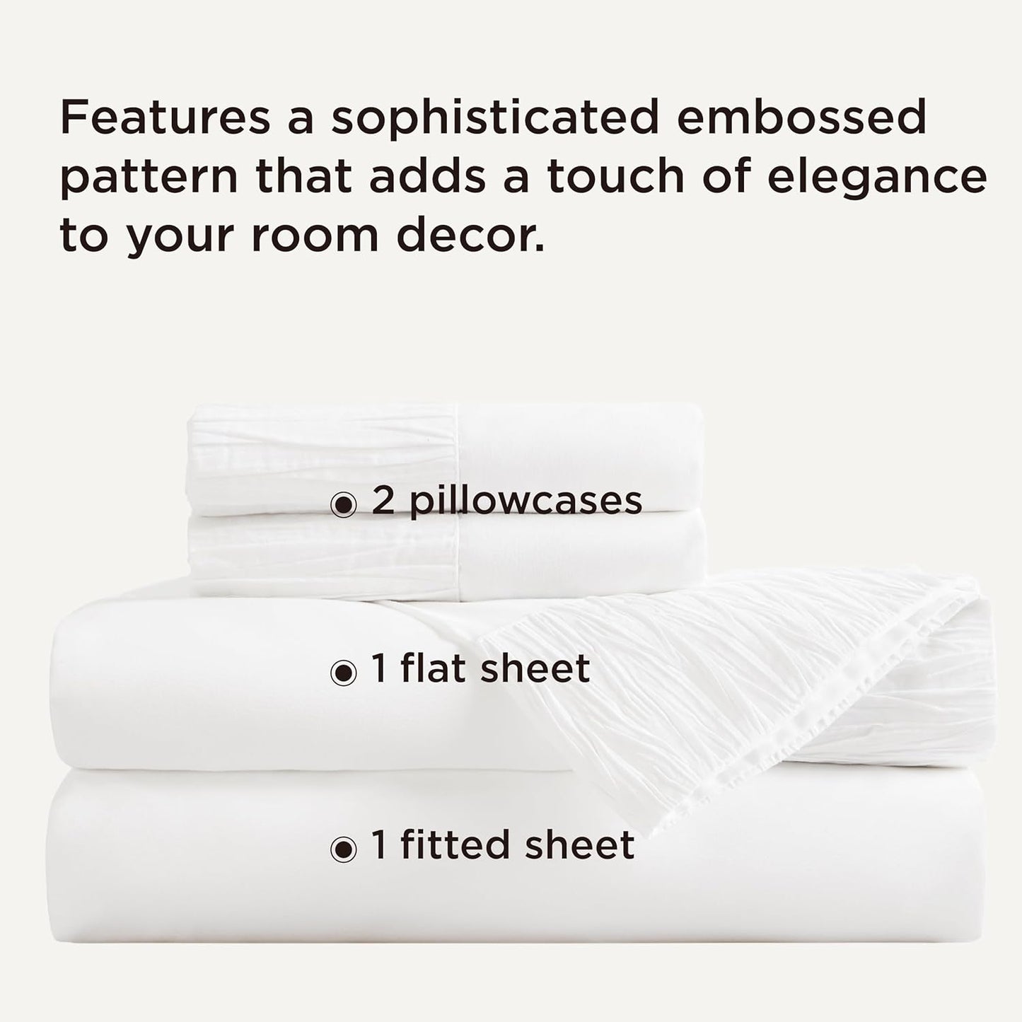 Bedsure California King Sheet Sets - 4 Pieces Soft Cal King Sheets - Breathable & Cooling - Hotel Luxury - Easy Care Polyester Microfiber Bedding for Women, Men, White