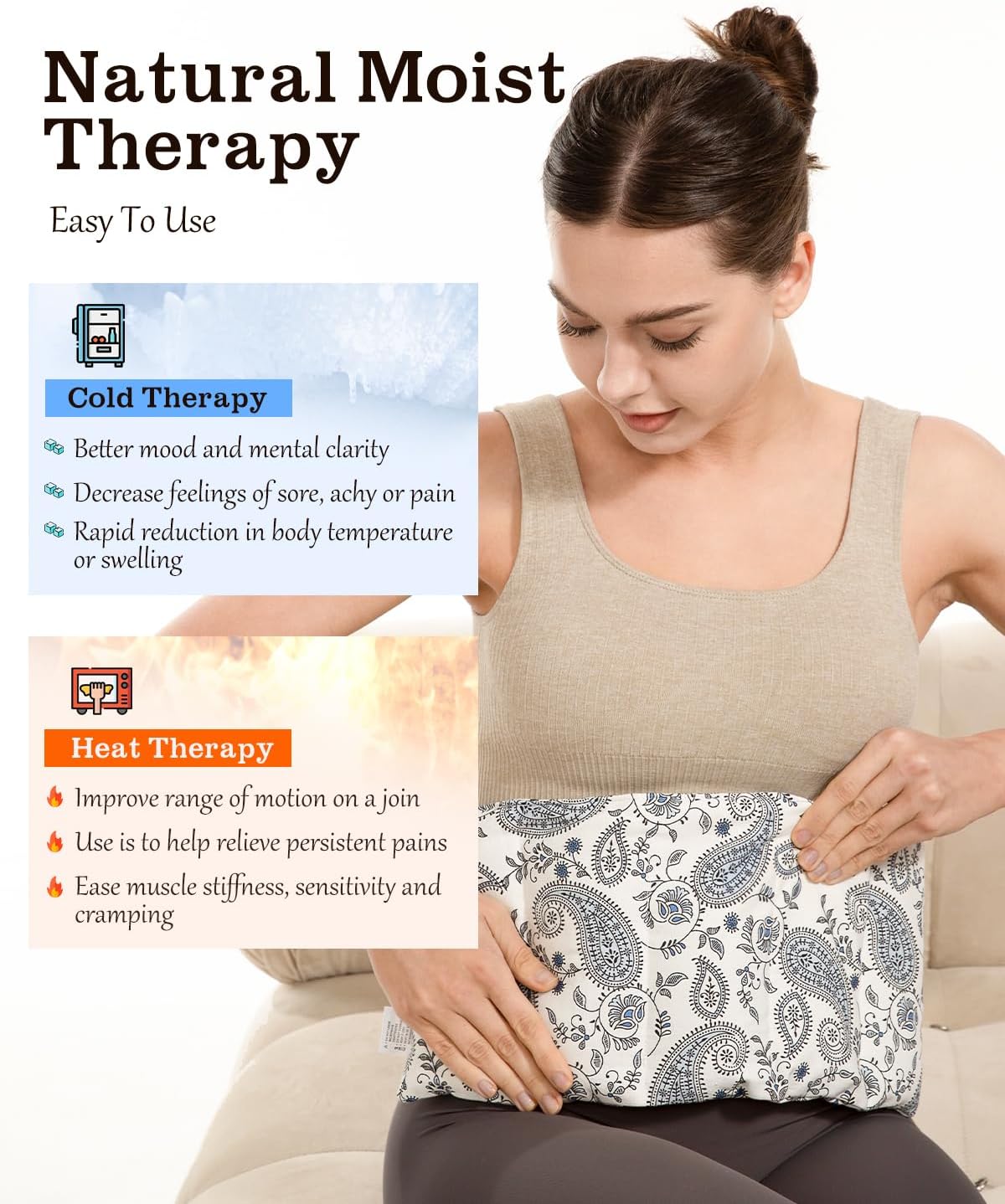 Small Microwave Heating Pad for Neck and Shoulder, Microwavable Versatile Cold/Heated Muscle Ache, Soothing Fatigue Wrap for Back Pain and More, Moist Heat Pad Warm Compress (8x17 inch)