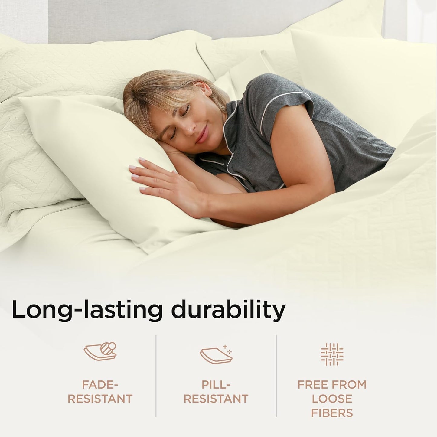 Threadmill 100% Cotton Sheets for Cal King Size Bed - 600 Thread Count Cal King Bed Sheets Set with 16” Deep Pocket - Sateen Weave 4-Piece Bedding Set with Cooling Effect, Ivory