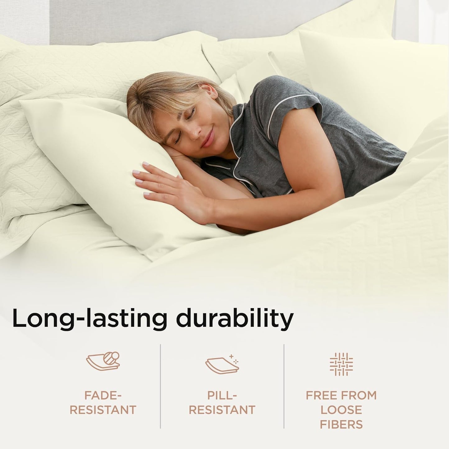 Threadmill Luxury 800 Thread Count Queen 100% Cotton Sheets - Ivory Sateen Weave Bed-Sheets, Better Than Egyptian Cotton,4 Pc Solid Soft Bed Set, Fits 16" Deep Pocket