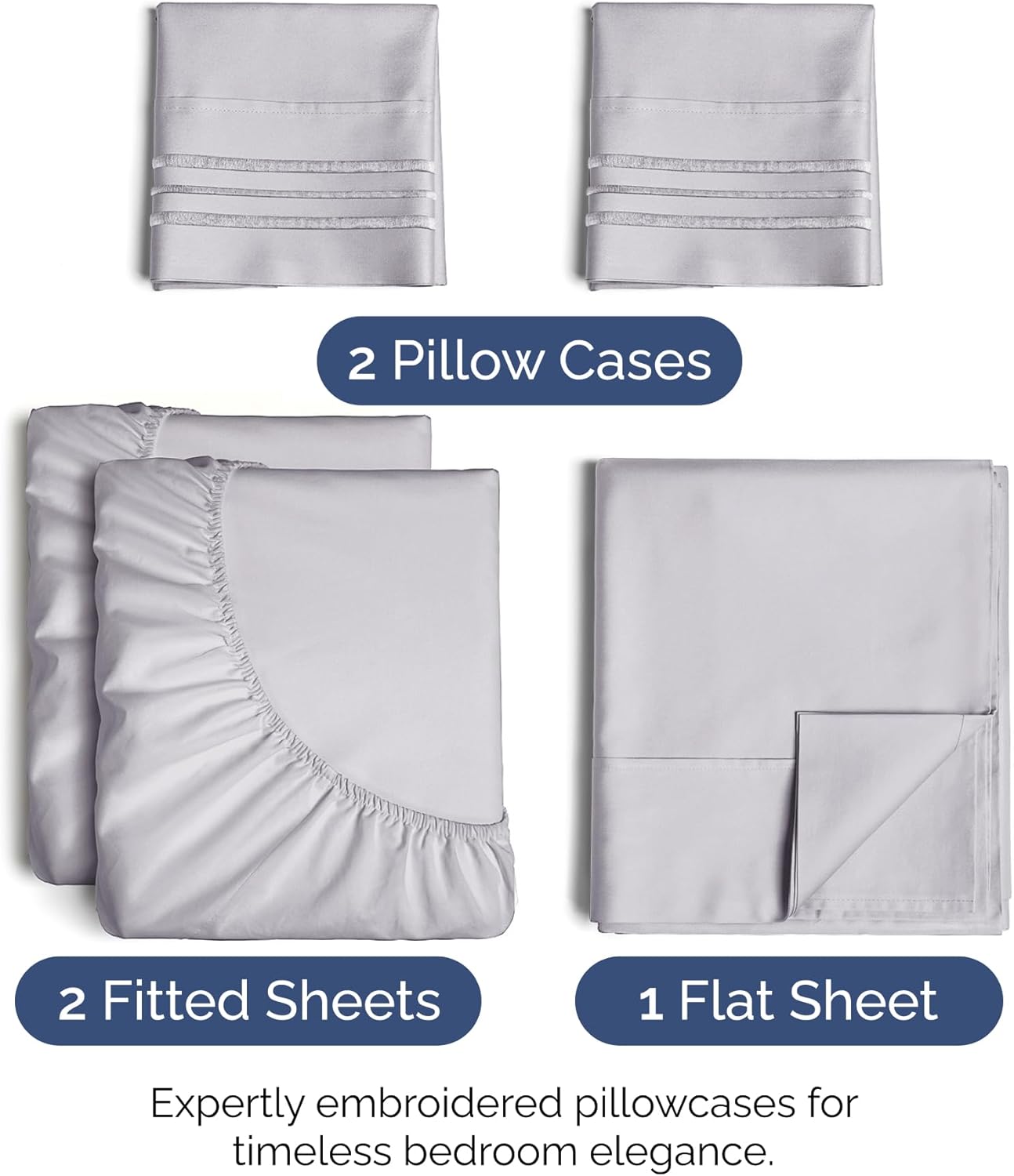 Split King Size 5 Piece Sheet Set - Extra Soft, Breathable & Cooling Sheets - Hotel Luxury Bed Sheets for Women & Men - Deep Pockets, Easy-Fit & Wrinkle-Free Sheets - Light Lilac Oeko-Tex Bed Sheets