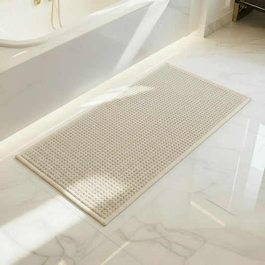 Bathroom Rugs Non Slip Washable, Super Absorbent Thin Bath Mat for Small Quick Dry Low Pile Bathroom Rug, (Khaki, 47″x20″)