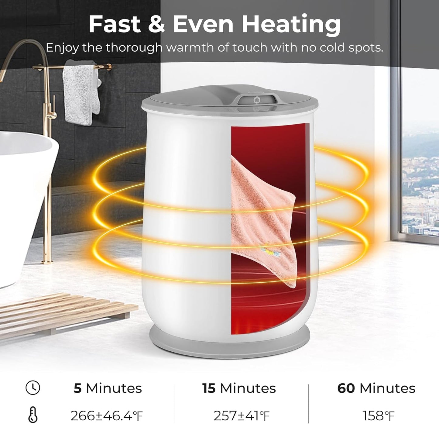 COSTWAY Towel Warmer for Bathroom, 21L Large Towel Heater with Flip-top Lid, Child Safety Lock, 1H Auto Shut Off, Blanket Warmer for Towels, 45” x 70” Bathrobes, Bathroom, Gift for Family