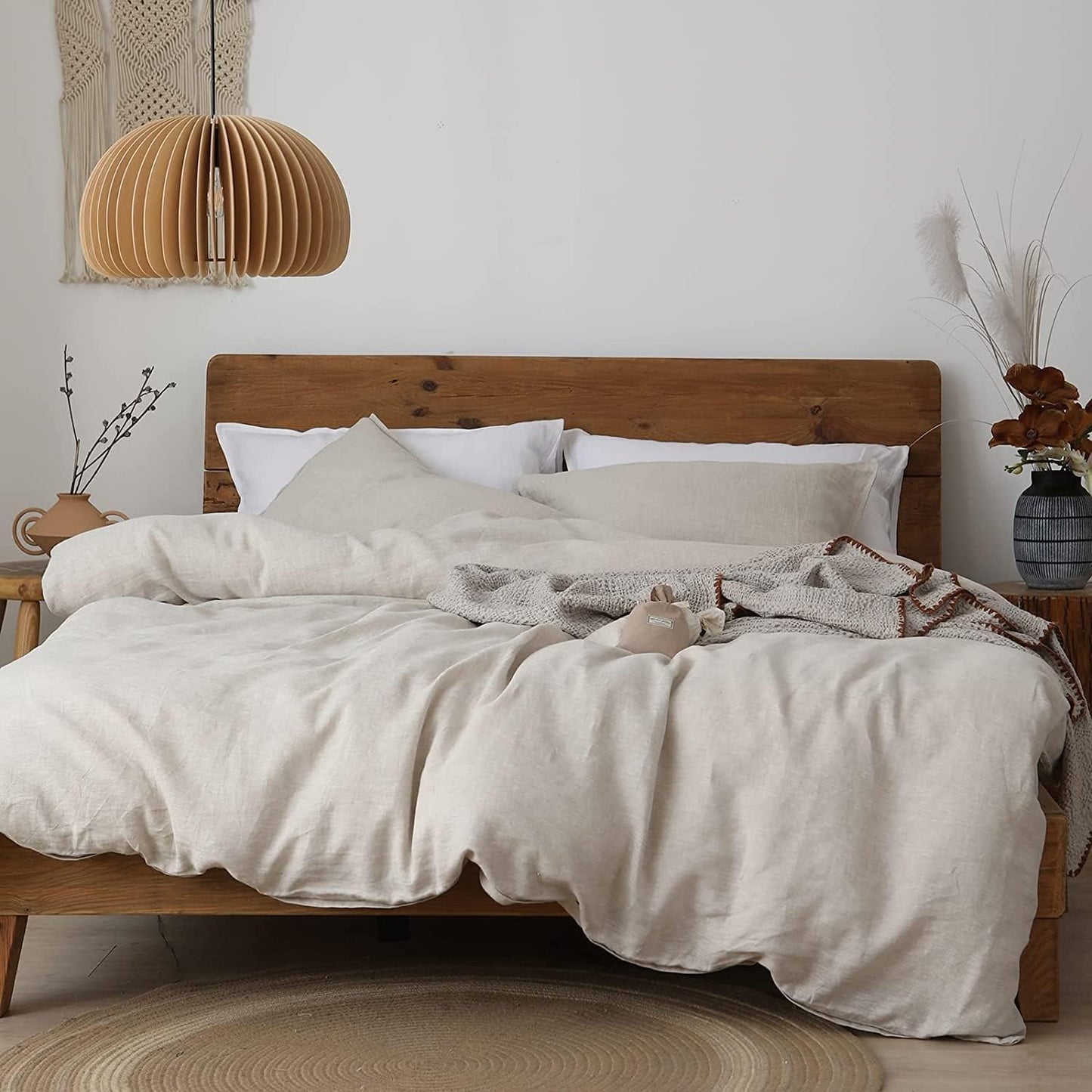 XZ XIFA Linen Duvet Cover Full, 100% Washed French Flax Linen Bedding Set with Zipper Closure, Cooling & Textured Bed Sets for Hot Sleepers(1 Duvet Cover, 2 Pillowcases)