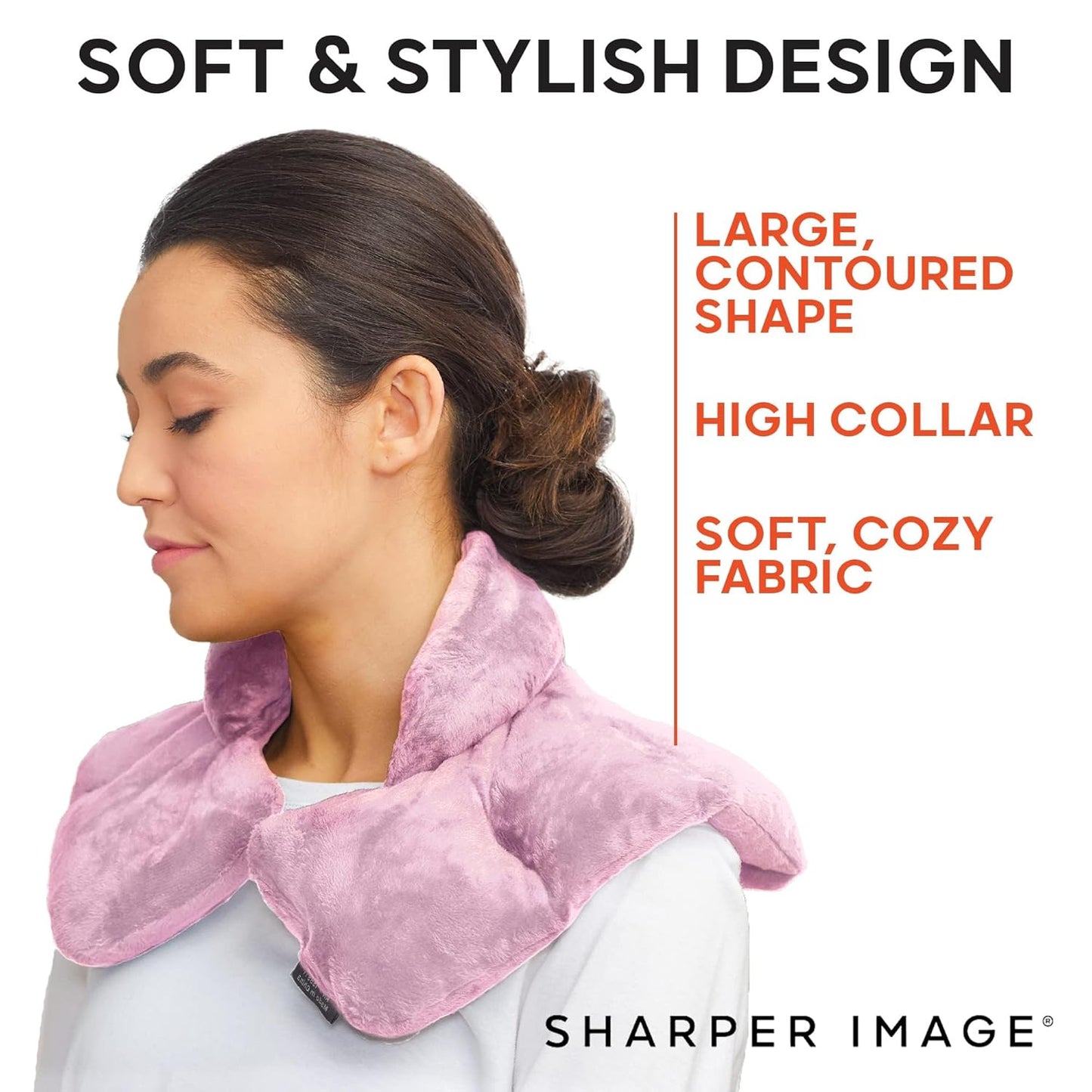 Sharper Image Heated Neck & Shoulder Wrap - Microwavable Warm & Cooling Plush Pad, Scented Aromatherapy (100% Natural Lavender & Herb Spa Blend), Pain Tension Headache Relief Therapy, Gift for Women