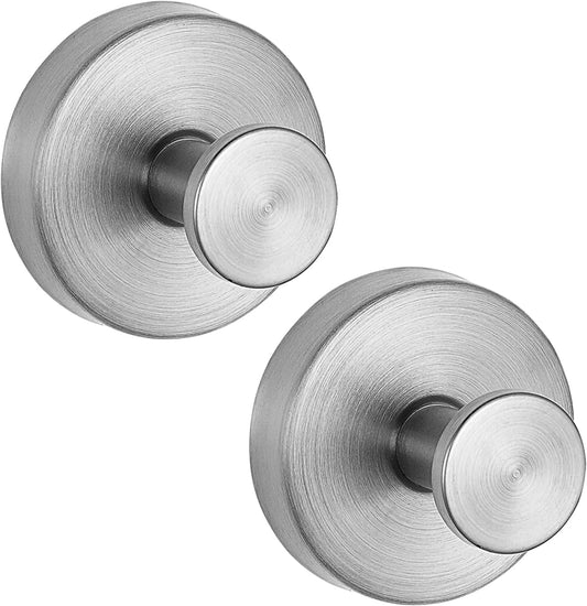 2 Pack Suction Cup Hooks for Shower, Suction Cup Towel Hooks for Bathrooms, Adhesive Wall Hook, SUS304 Waterproof Stainless Steel Hooks for Bathroom, Bedroom, Kitchen, Hotel and Office