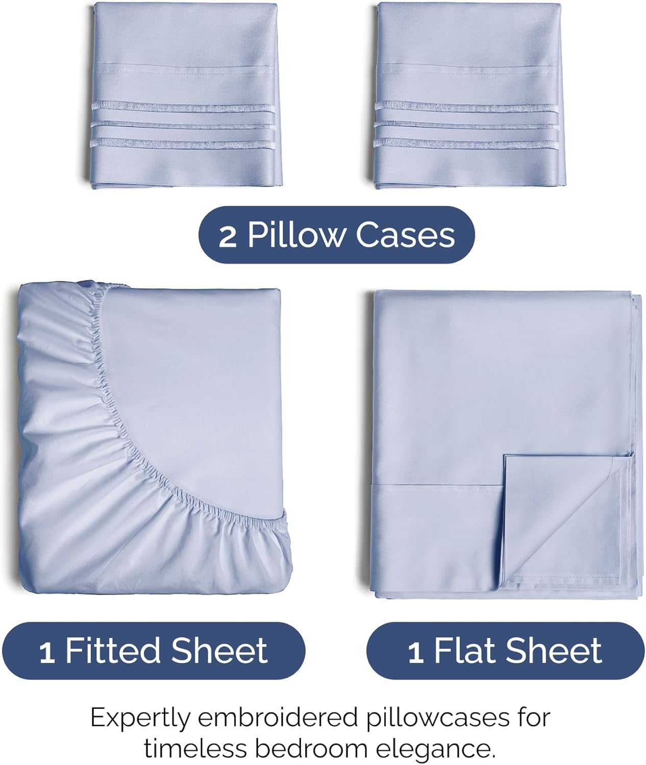 King Size 4 Piece Sheet Set - Extra Soft, Breathable & Cooling Sheets - Hotel Luxury Bed Sheets for Women & Men - Deep Pockets, Easy-Fit & Wrinkle-Free Sheets - Light Dusty Purple Oeko-Tex Bed Sheets