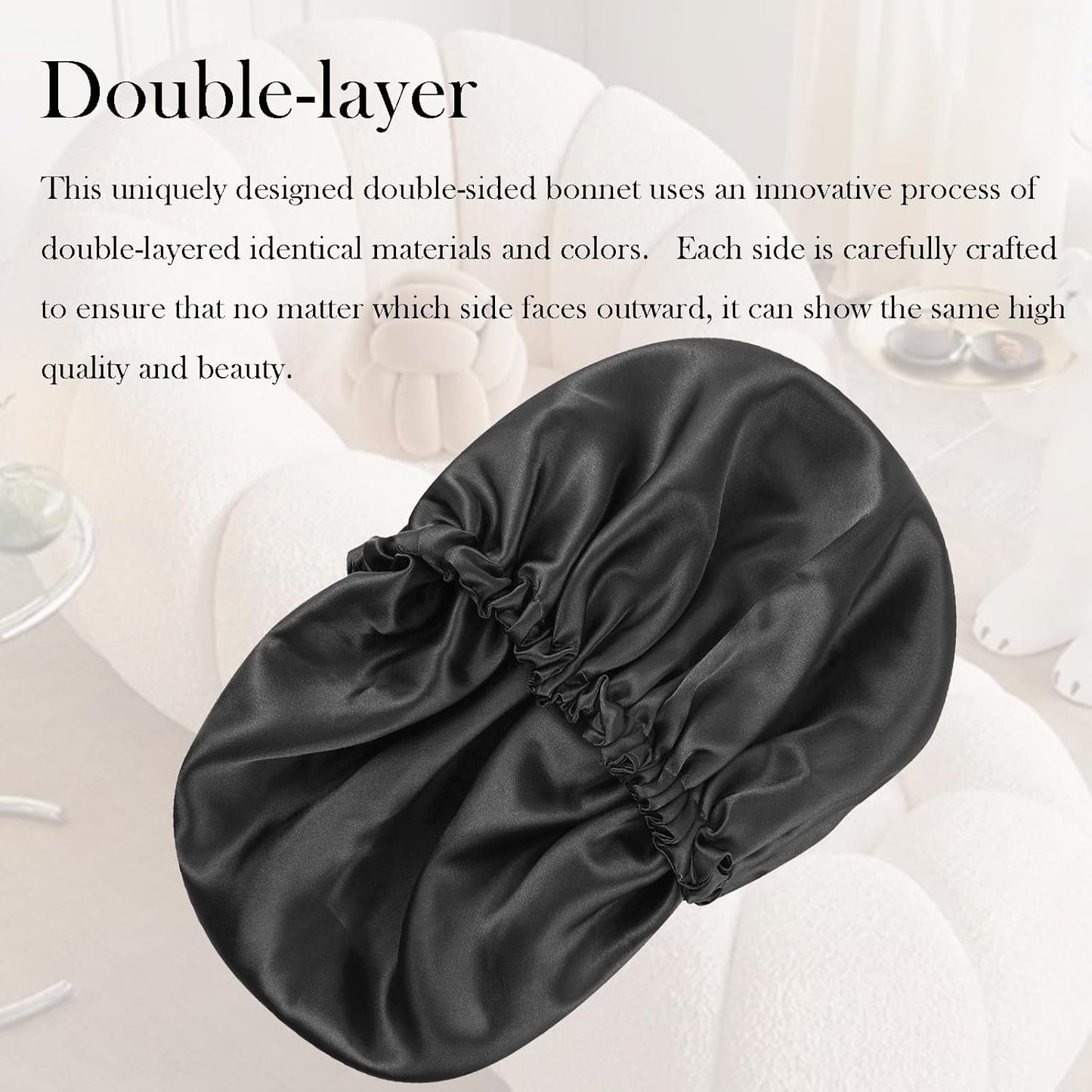 Satin Bonnet Double Layer Silk Bonnet for Sleeping Women Hair Care for Natural Curly