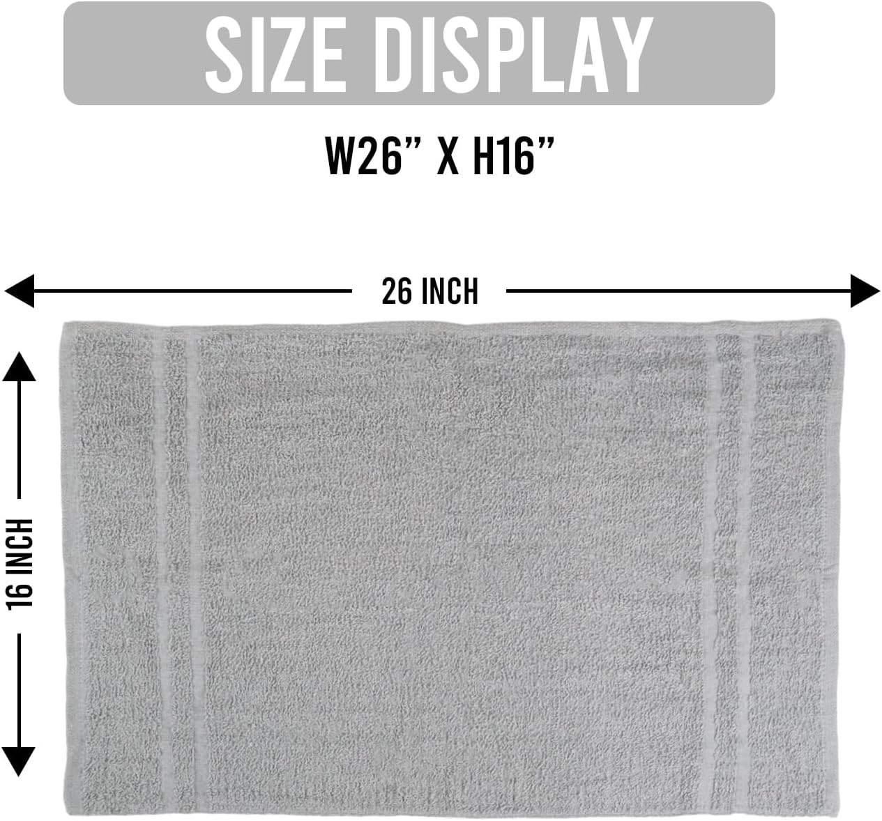 Hand Towels (Pack of 24) Grey Economy Salon Towels - 100% Cotton Spa Towel – 16 x 27 Inches Highly Absorbable, Facial, Gym, Hair Towels Face Towels Bulk