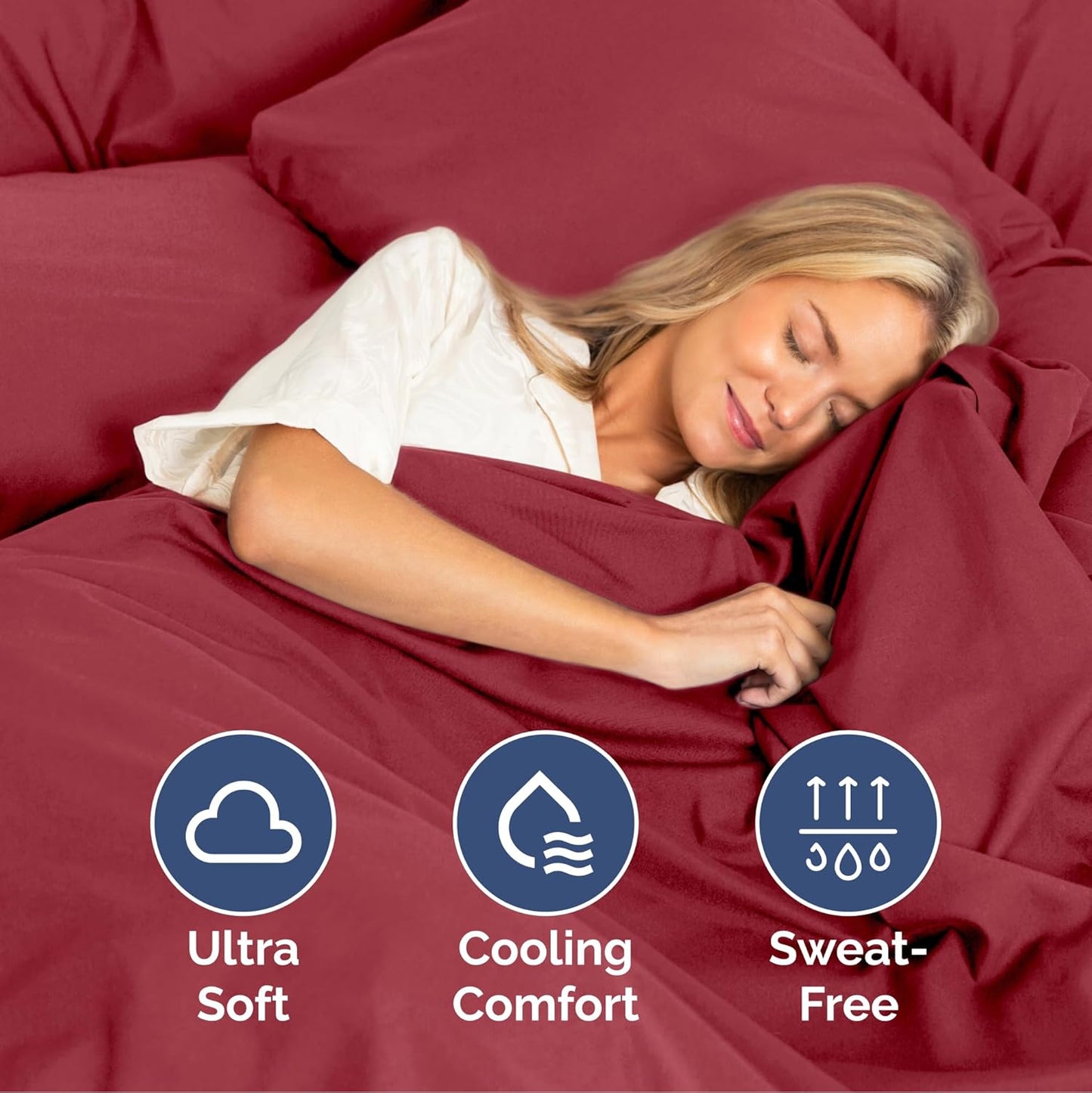 Queen Size 4 Piece Sheet Set - Extra Soft, Breathable & Cooling Sheets - Hotel Luxury Durable Bed Sheets for Women & Men - Deep Pockets, Easy-Fit & Wrinkle-Free Sheets - Berry Oeko-Tex Bed Sheet Set