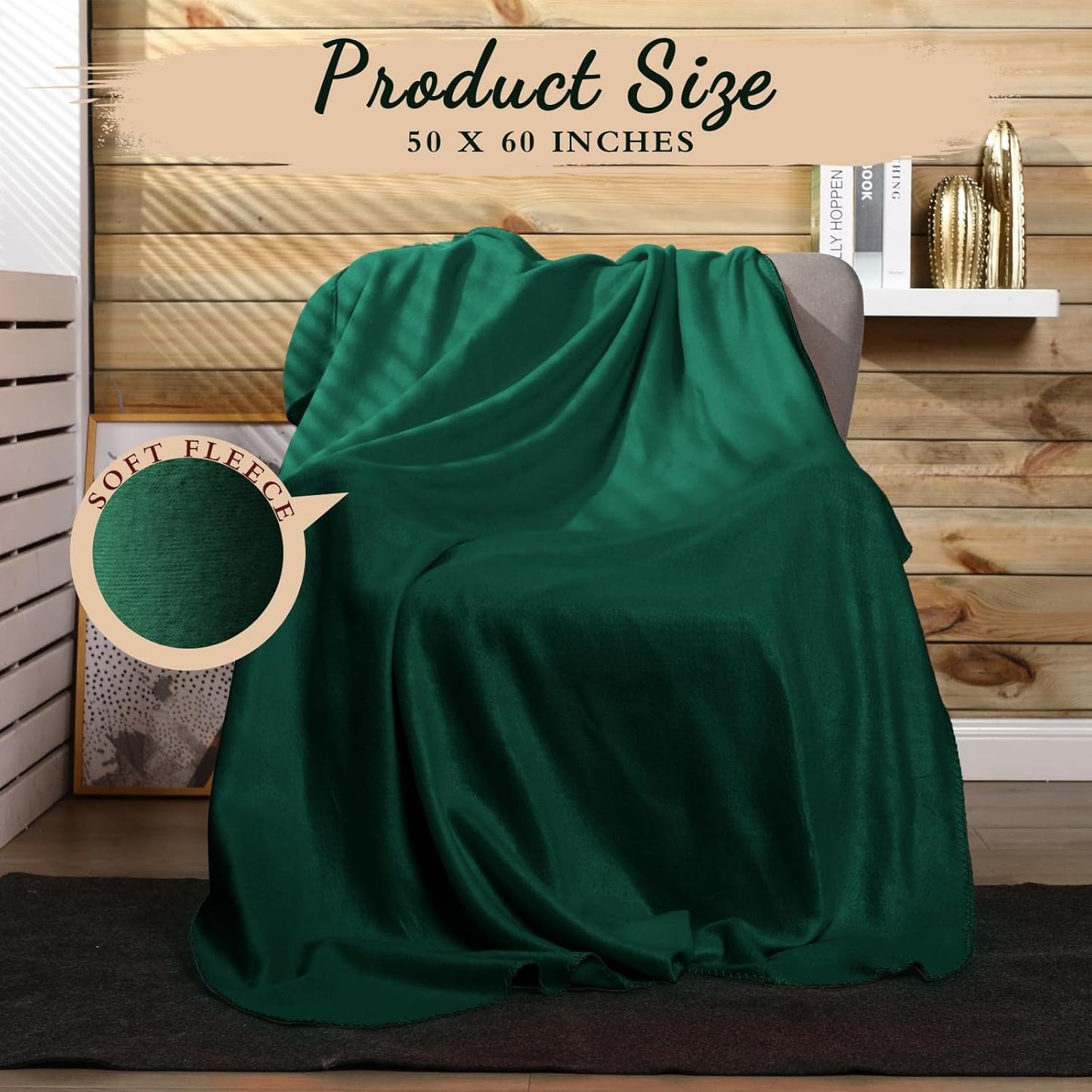 Kinlop Fleece Blanket Bulk 60 x 50 Inch Soft Lightweight Fleece Cozy Blanket Warm Throw Plush Pet Throw for Bed Couch Sofa Home Office Wedding Gifts Travel Camping(Turquoise Green,40 Packs)