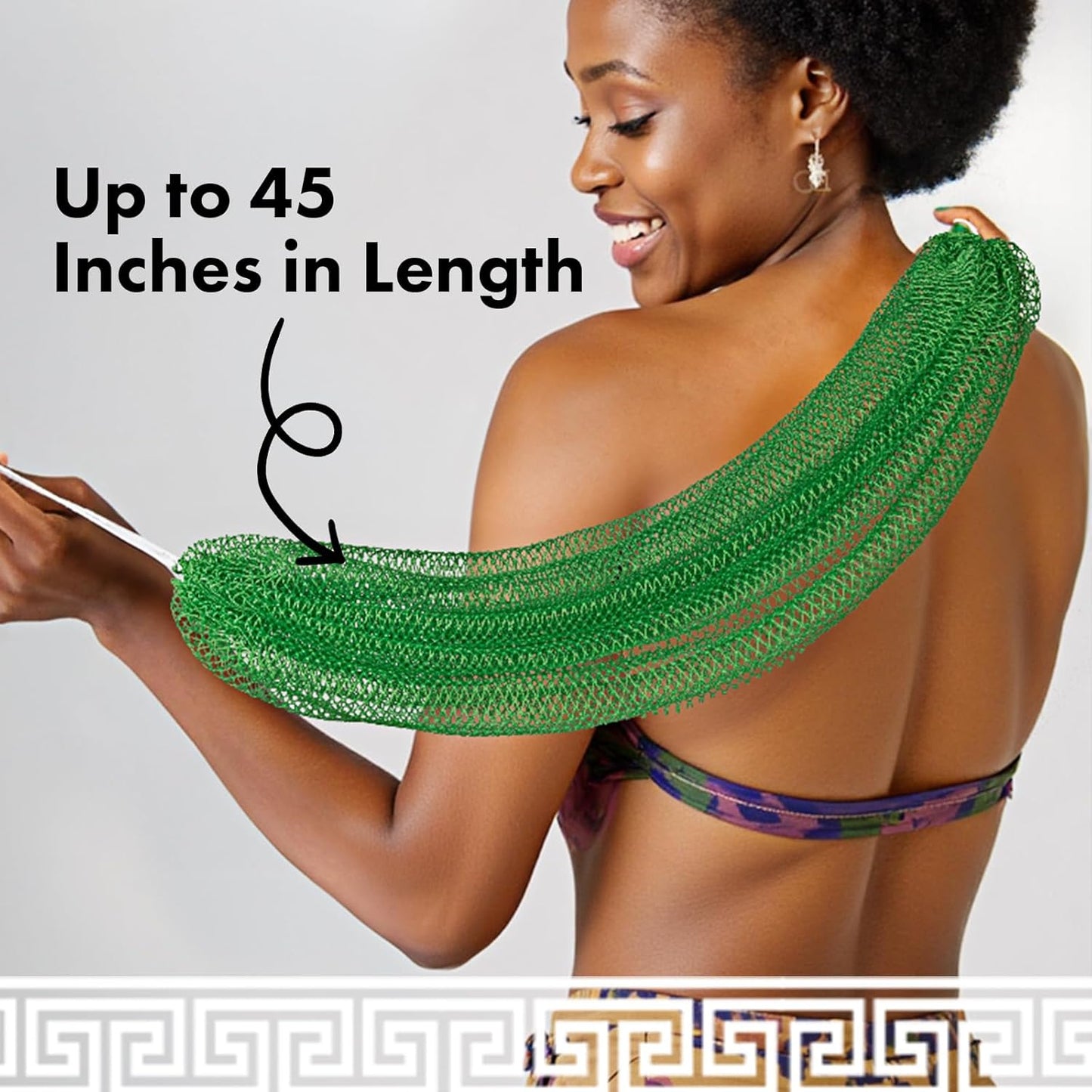 African Net Sponge Authentic with Handles (Set of 2), African Exfoliating Net Sponge, Exfoliating Body Scrubber Bath Sponge - Bathing Accessories with Storage Bag (Purple & Green)