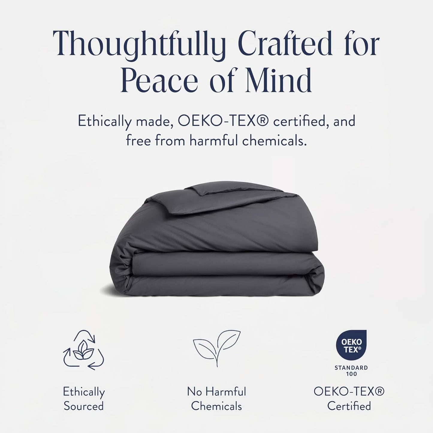 Brooklinen Luxury Percale Duvet Cover – 100% Cotton, Cool, Crisp, Extra-Long Corner Ties, Button Closure, Soft & Breathable – Machine Washable, Duvet Cover Full/Queen Bed Sizes (Slate)
