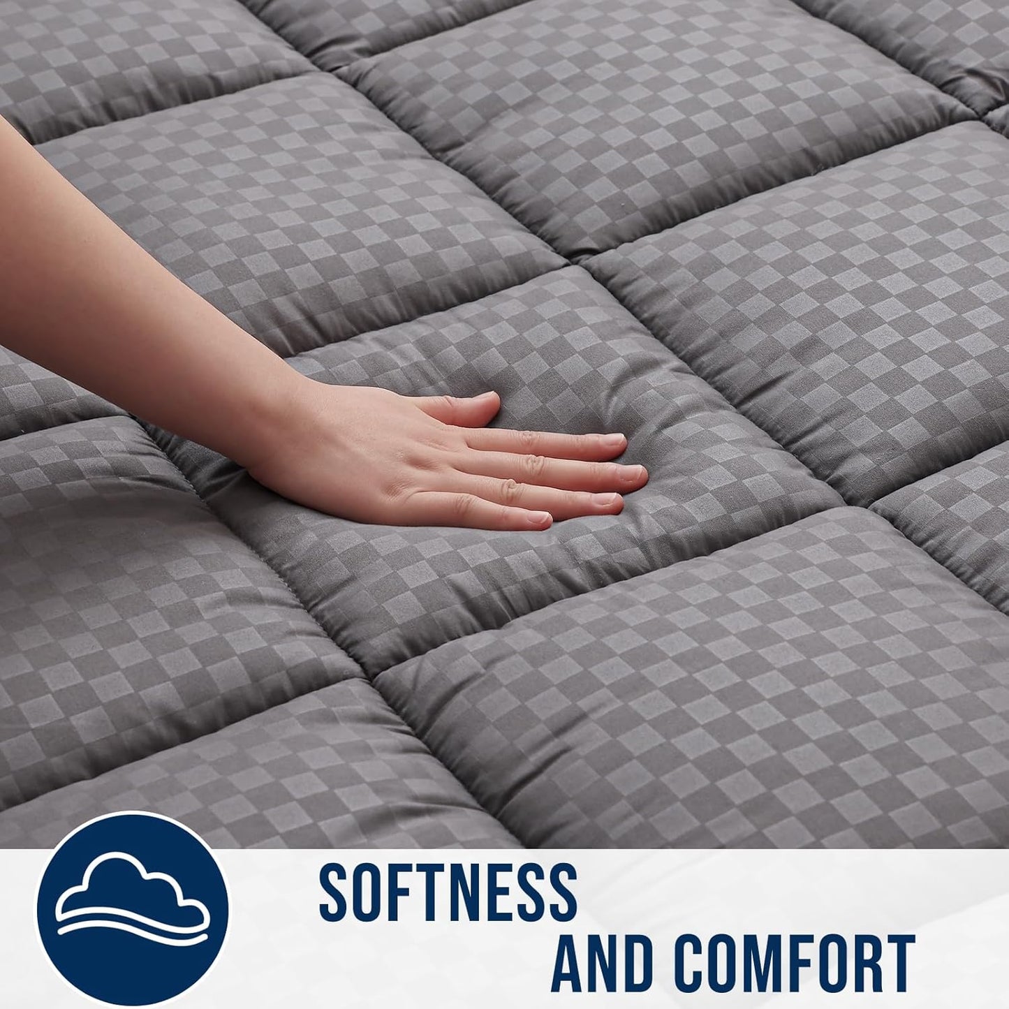 OLANLY California King Quilted Fitted Mattress Pad – Soft Down Alternative Pillow Top Mattress Topper, Cooling Breathable Mattress Cover, Machine Washable Deep Pocket Mattress Protector, Dark Grey