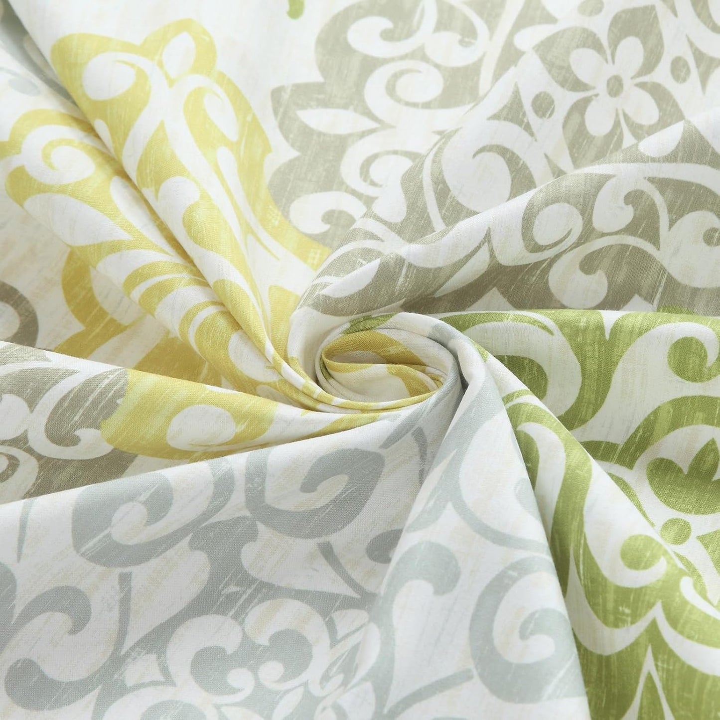 Fabric Shower Curtain 78 Inches Long, Green Yellow Grey Boho Medallion Print Shower Curtains for Bathroom, 72" W x 78" H