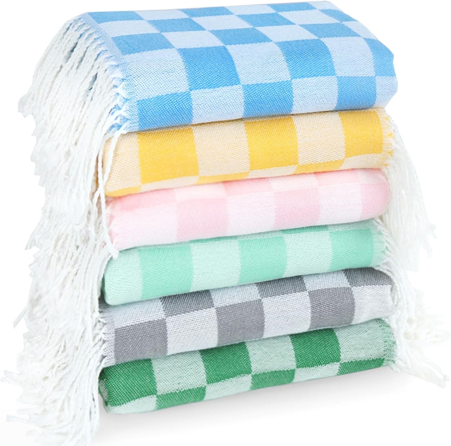 6 Pack Cotton Turkish Beach Towel Lightweight Thin Travel Vacation Essentials Oversized XL Towels Set for Pool Swim Bath Camping Cruise Accessories Absorbent Quick Dry Sand Free Bulk clearance Blanket