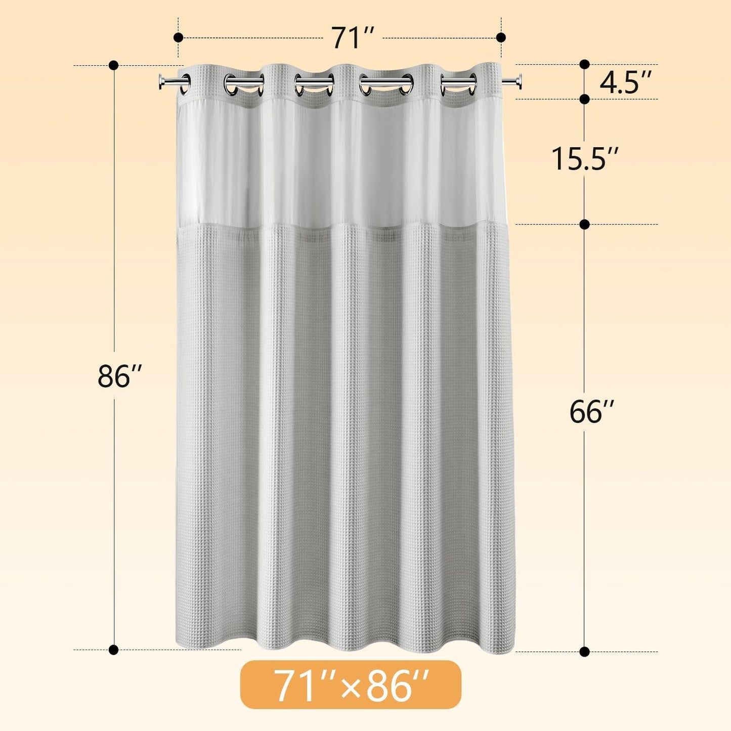 River Dream Lake Wanaka Fabric Shower Curtain Set, Cotton Blend, Waffle Weave, with Snap in Replacement Liner，71 x 86 inches