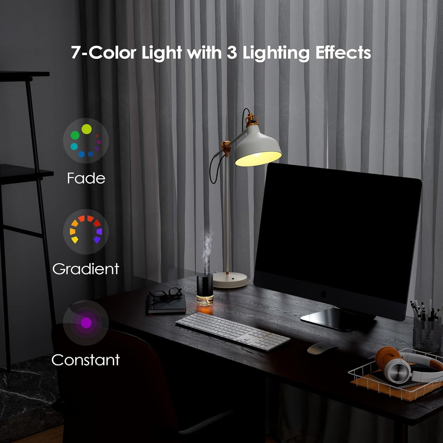 Airversa Waterless Diffuser Essential Oil 100mL Capacity Scent Air Machine for Home Aromatherapy Premium Metal Nebulizer Battery Operated 3 Mist Settings Timers Color Light AN5(Space Grey)