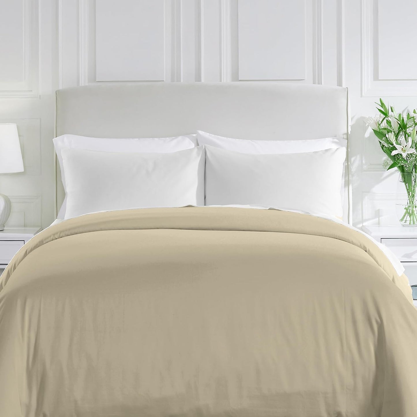 California Design Den 3 Pc King Duvet Cover Set - Winner Good Housekeeping Best Bedding Awards 2025, 400 Thread Count Sateen, 100% Cotton King Size Duvet Cover, Soft & Durable - Beige (Golden Tone)
