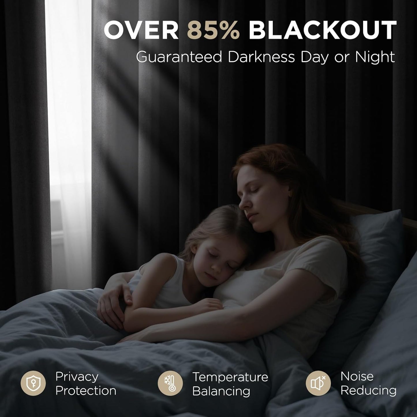 Joydeco Blackout Curtains 108 Inches Long 1 Panel, Thermal Insulated Long Curtains& Drapes 1 Piece, Room Darkening Grommet Drapes for Living Room Bedroom Window (W70 x L108 Inch, Black)