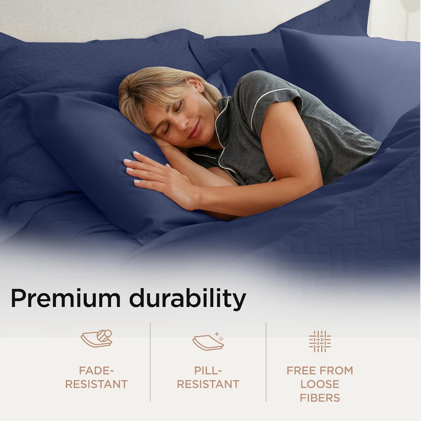 Threadmill Supima Cotton Sheets Queen, 1000 Thread Count Queen Sheets for Queen Mattresses, 4 Piece Luxury Bed Sheets, Sateen Weave Hotel Quality Sheet with Elasticized Deep Pocket, Folkstone Blue