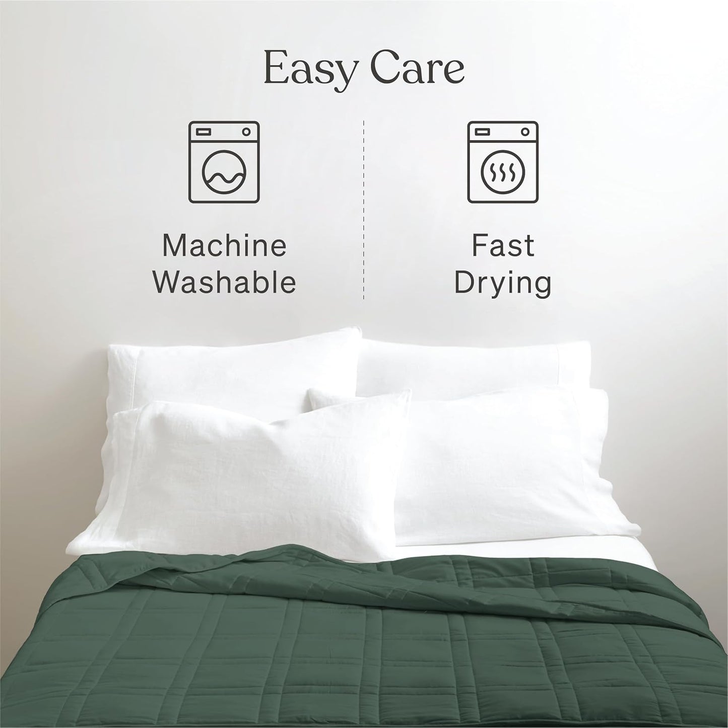 Baloo Weighted Blanket for Adults 12 lb Throw (Spruce Green, 42"x72") | Cool & 100% Cotton | Machine Washable & Dryer Safe | Glass Microbead Fill