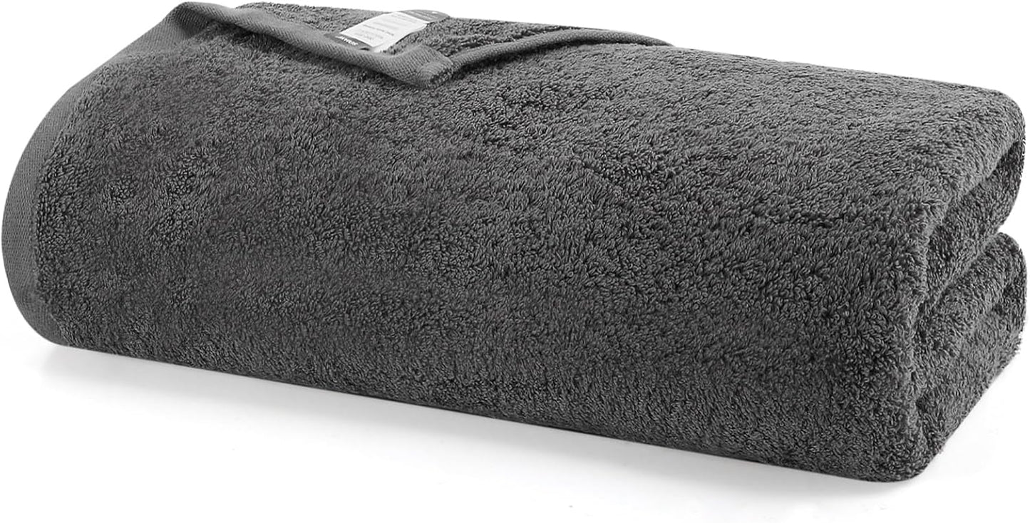 SEMAXE Grey Bath Towel, 100% Cotton Towel with Hanging Loop, Hotel & Spa Quality Soft Absorbent Towel for Bathroom, Gift Box Packaging, 1 Pc Bath Towel, 55" L x 27" W