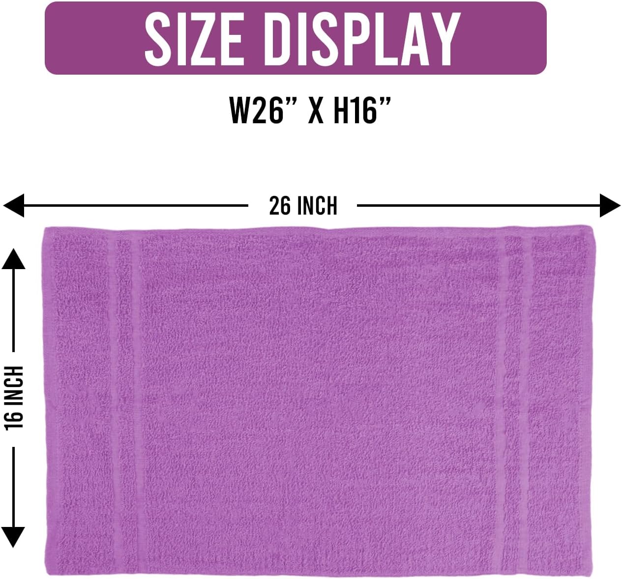 Hand Towels (Pack of 24) Purple Economy Salon Towels - 100% Cotton Spa Towel – 16 x 27 Inches Highly Absorbable, Facial, Gym, Hair Towels Face Towels Bulk (Not Bleach Proof)