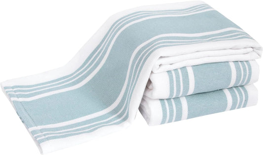 All-Clad Dual-Purpose Kitchen Towels: Highly Absorbent, Super Soft Long Lasting - 100% Cotton, 17"x30" Dish Towels for Cleaning & Drying Dishes, Pans, Glassware, or Countertops, (3-Pack), Rainfall