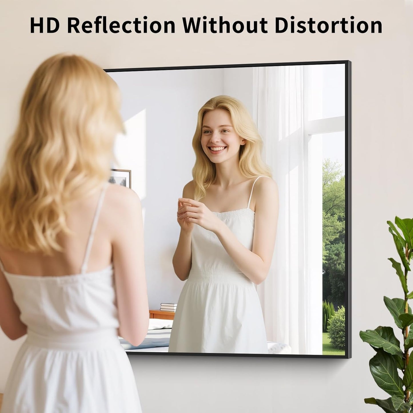Koonmi Black Framed Bathroom Mirror - Shatterproof 30"x20" Tempered Glass, HD No Distortion, Horizontal/Vertical Mount, Modern Matte Aluminum Alloy Frame