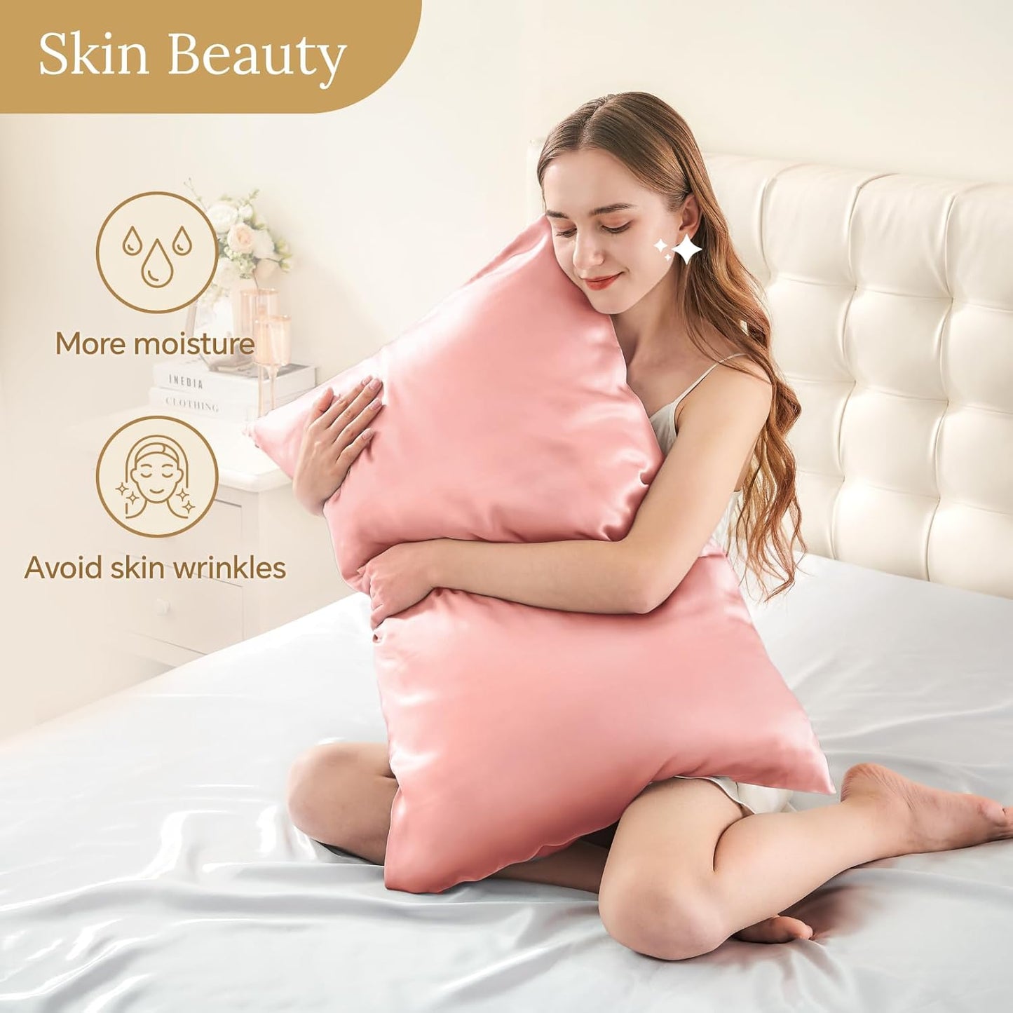 INFIIXSO Mulberry Silk Pillowcase for Hair and Skin, Silk Pillow Cases Queen Size Set of 2 with Hidden Zipper 20"x30", Ultra Smooth and Soft Cooling Pillow Cases for Hot Sleepers(Blush Pink, 2 Pack)