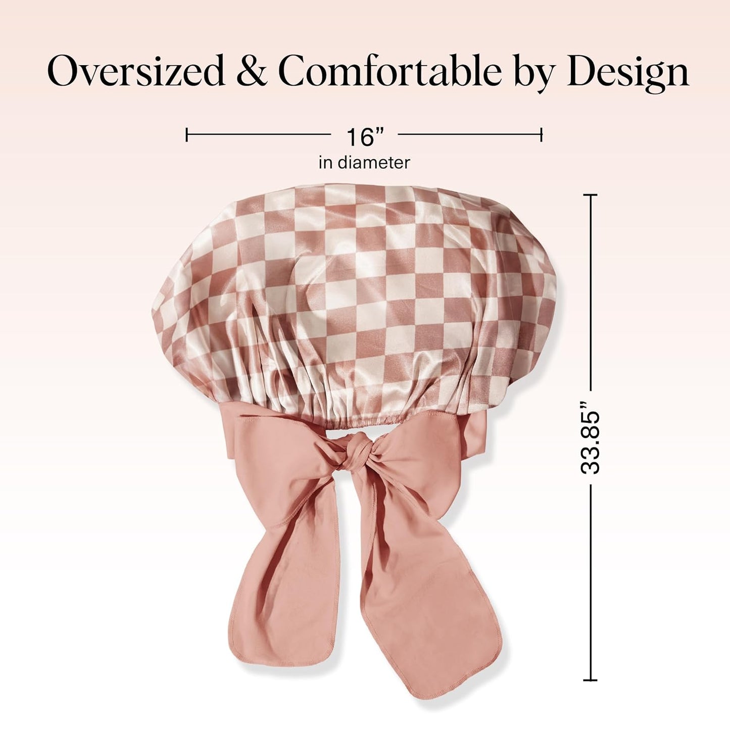 Kitsch XL Satin Bonnet for Sleeping - Softer Than Silk Hair Bonnet For Women - Secure Fit, Adjustable Night Cap For Curly & Textured Hair - Prevents Breakage, Tangles & Thinning - Terracotta Checker