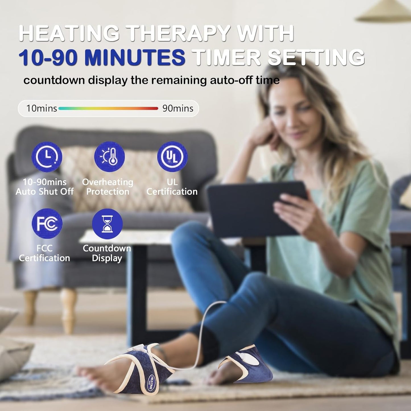 JOBYNA 2 Pack Heated Ankle Wrap for Ankle Pain Relief, Deep-Penetrating Electric Feet Warmers for Women and Men, 86℉-158℉ & Auto Shut Off