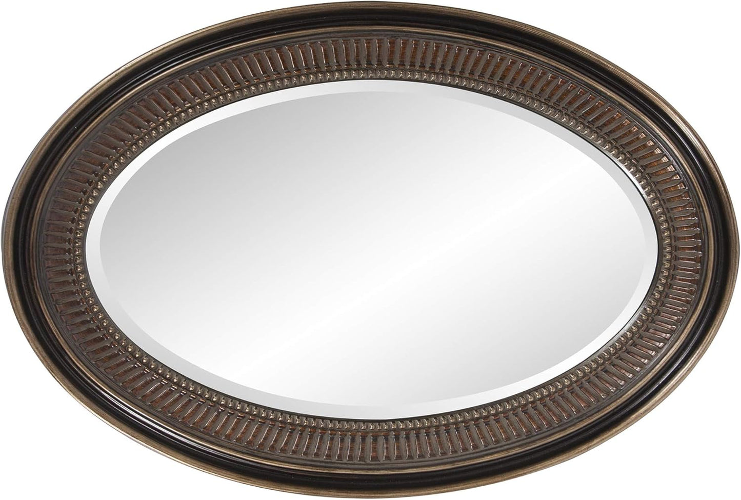 Howard Elliott Ethan Bronze Oval Decorative Wall Hanging Mirror, Vintage Oval Mirror for Wall Decor Resin Frame Vanity Mirror Perfect for Living Room, Bedroom & Home Decor, 21 x 31 Inch