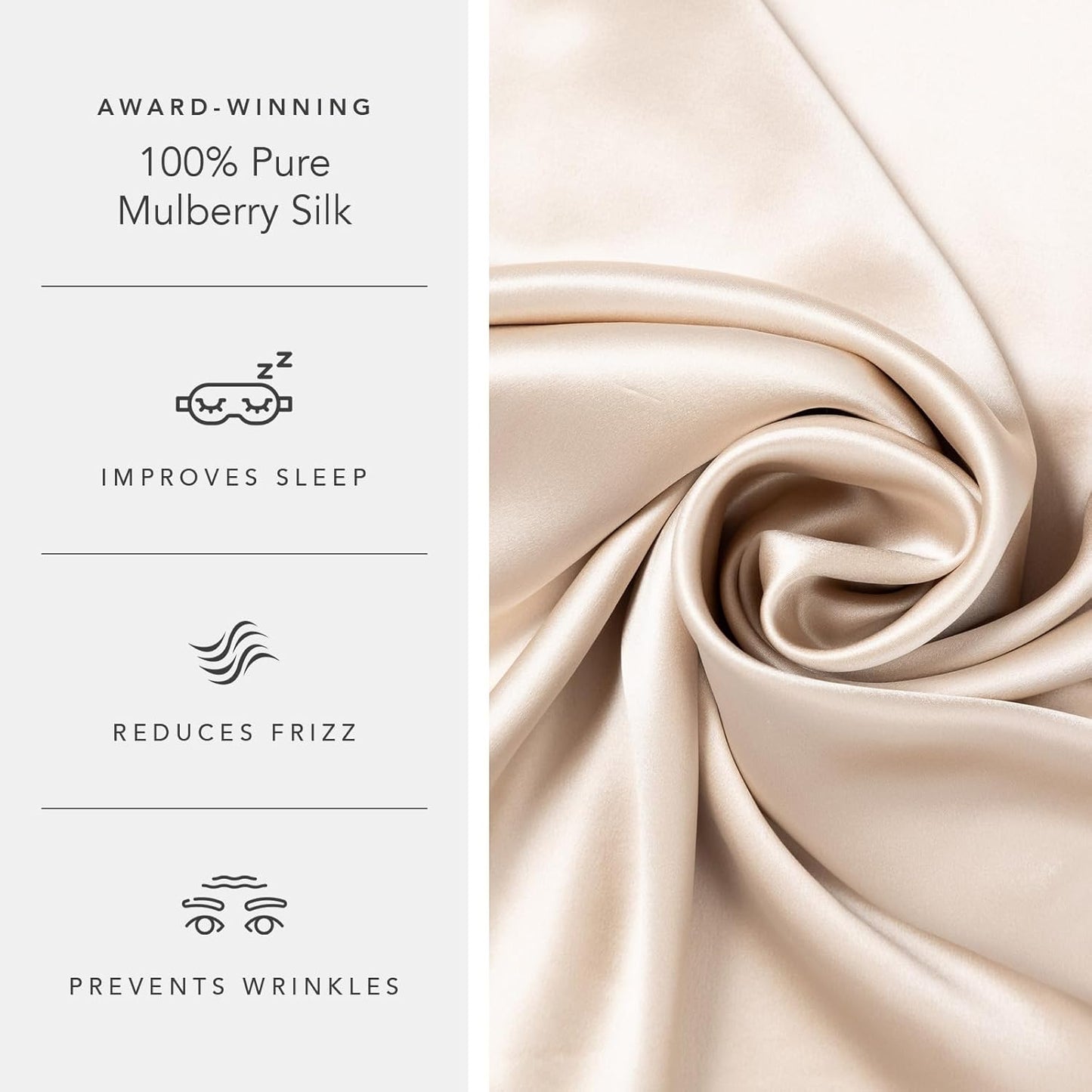 Fishers Finery 25mm 100% Pure Mulberry Silk Pillowcase (Taupe Queen)