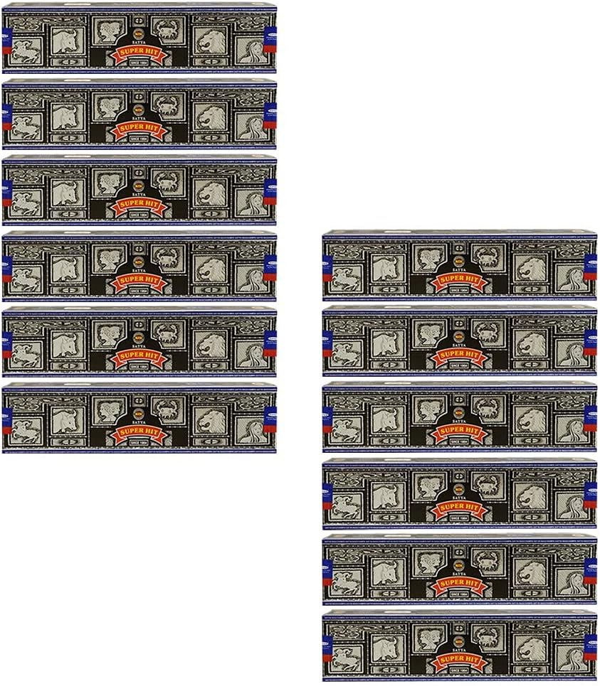 Super Hit Incense Sticks 40g and Holder Bundle - Pack of 12 (Approx 480 Sticks)