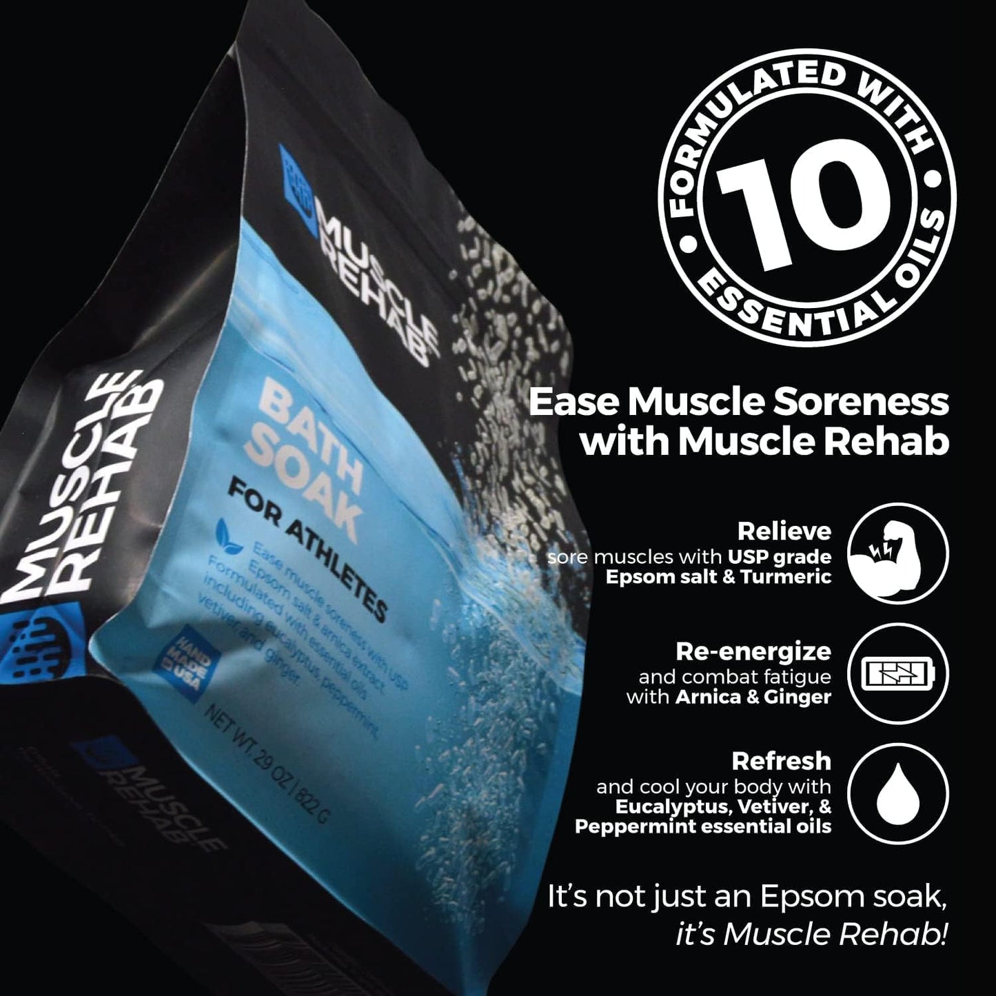 Epsom Salt Muscle Recovery Soak with Arnica, Turmeric & Essential Oils – Post Workout Bath Salts for Athletes, Pain Relief, Sore Muscles & Restful Sleep – Vegan, Handmade in USA