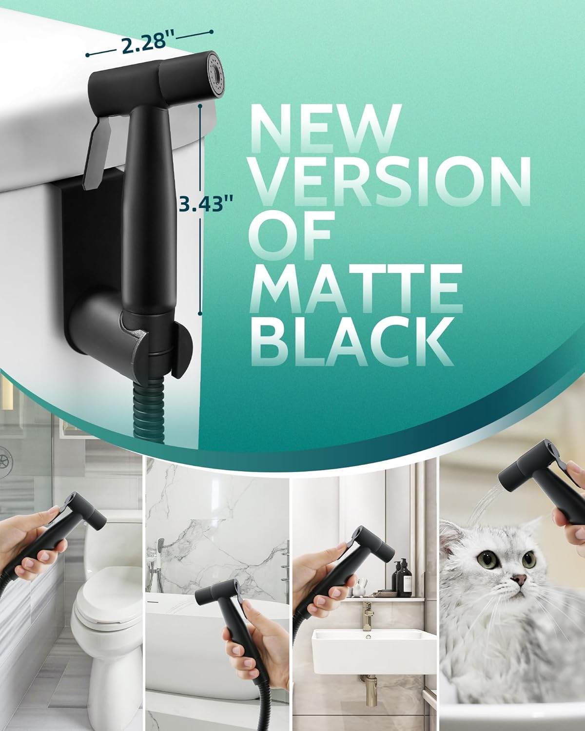 Handheld Toilet Bidet Sprayer for Toilet-Adjustable Water Pressure Control with Bidet Hose for Feminine Wash, Stainless Steel Brushed Nickel Cloth Diaper for Baby Wash (Matte Black, 1 Pack)