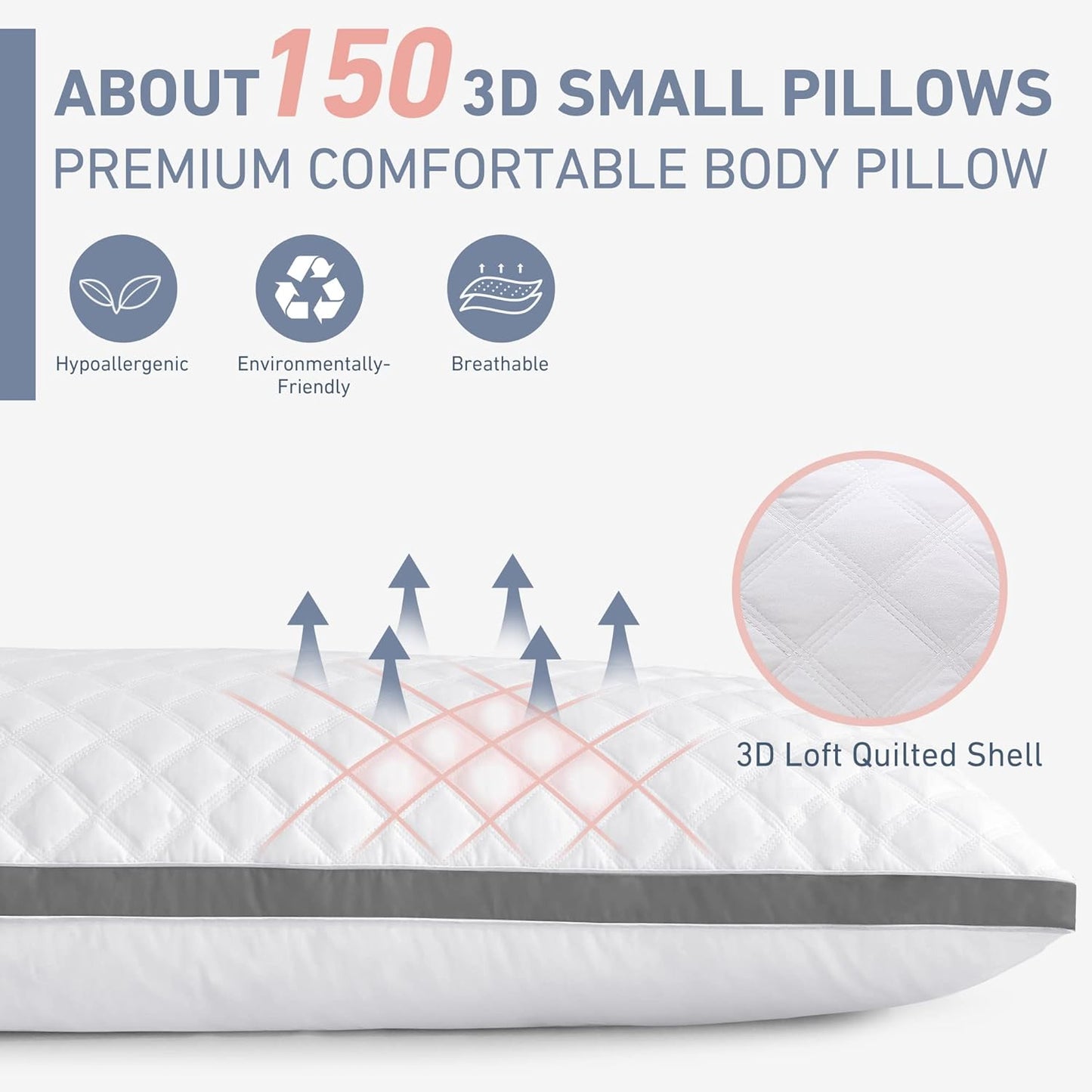 Leeden Body Pillow for Adults - Premium White Firm Fluffy Long Pillow - 21 x 54 Soft Plush Full Body Pillows - Adjustable Side Pillow for Sleeping