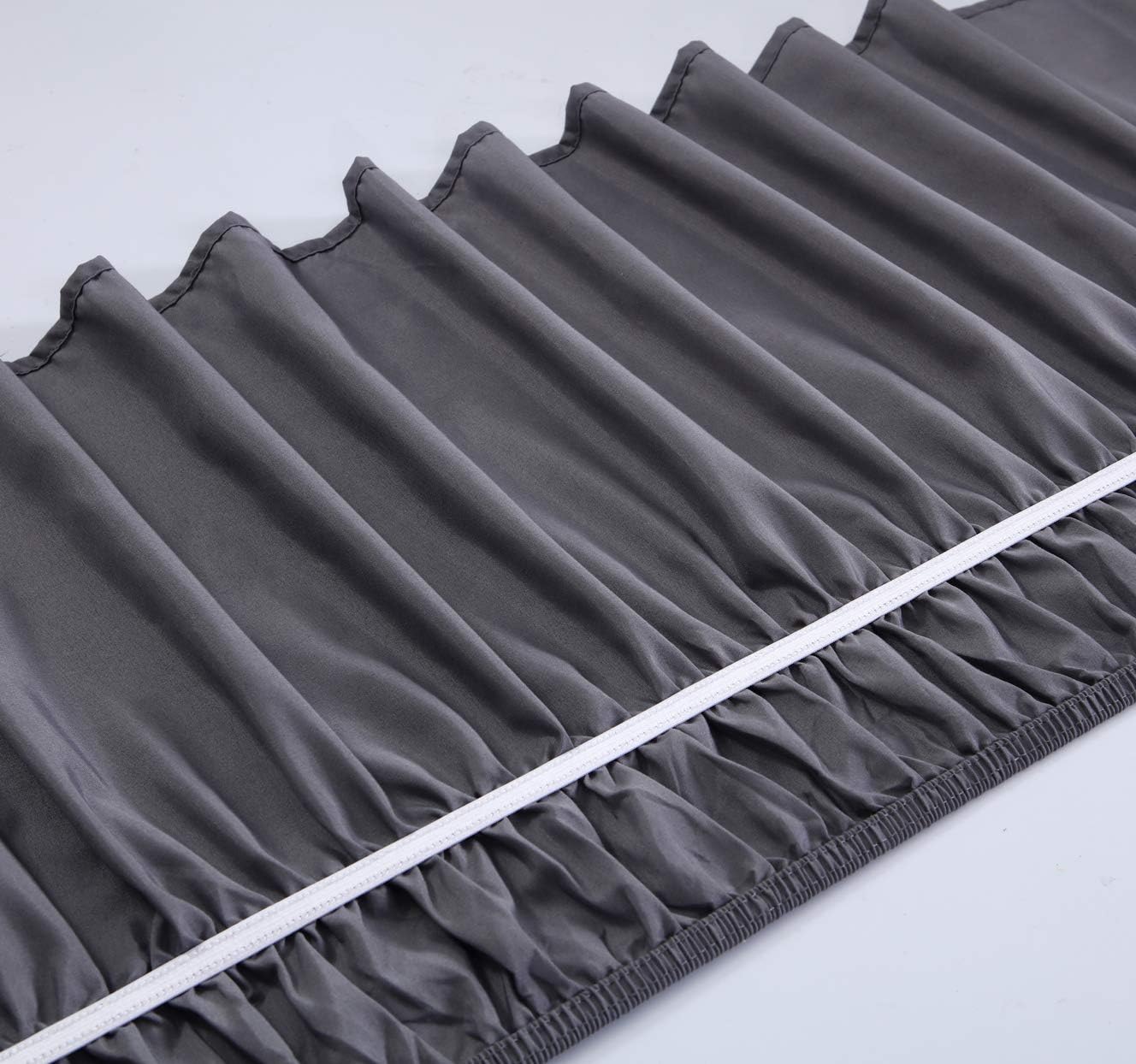 MEILA Wrap Around Bed Skirt Three Fabric Sides Elastic Dust Ruffled 14 Inch Tailored Drop,Easy to Install Fade Resistant-Dark Grey, Queen/King