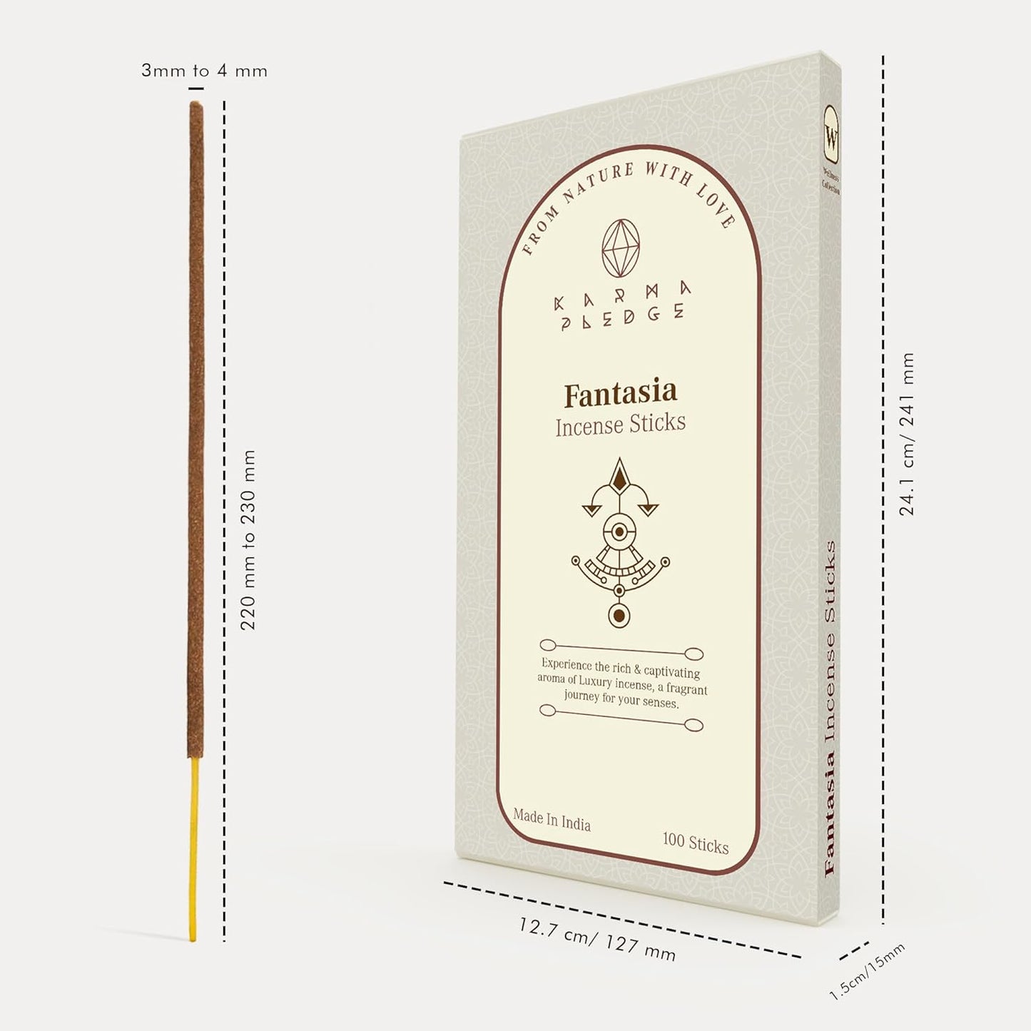 Fantasia Incense Sticks, Organic Hand Dipped 100 Sticks with Natural Herbs & Aromatic Ingredients, Burn Time 45 to 60 Minutes, Incense for Positivity, Yoga, Meditation, Relaxation, Spiritual Gift