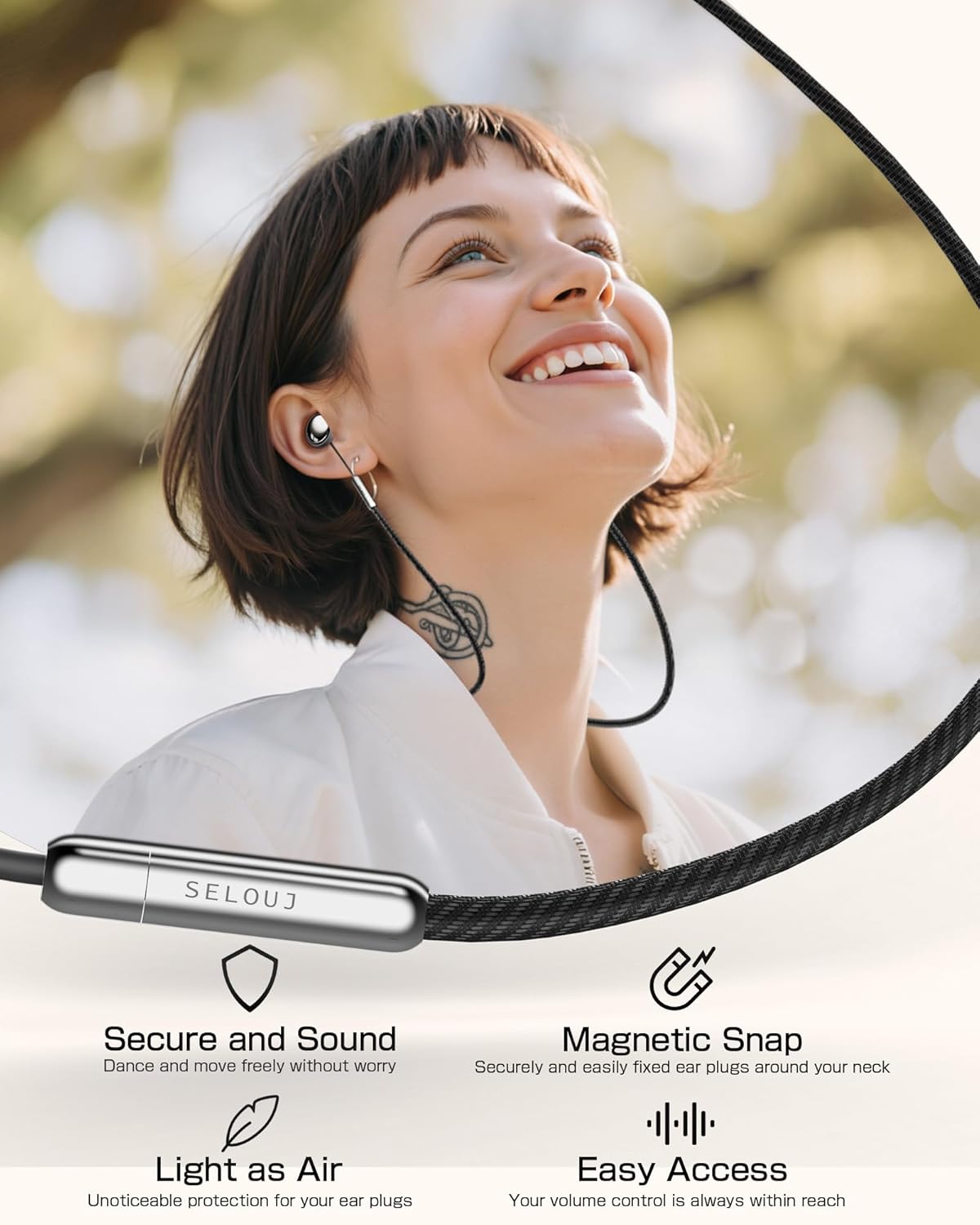 Ear Plugs for Sleeping and Concerts with Cord, Anti-Loss Reusable Earplugs, Ultra-Comfy Earplugs, 45dB Noise Reducing, Hearing Protection for Travel & Focus, 7 Pair Silicone & Foam Eartips