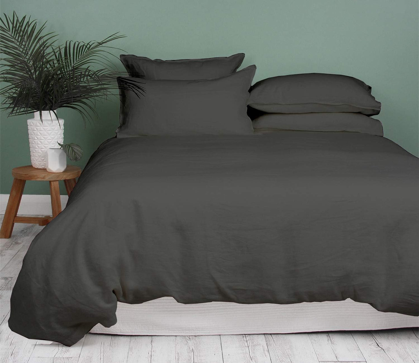 King Duvet Cover 1000 Thread Count 100% Egyptian Cotton Sateen Weave Soft Elephant Grey Quilt Cover 3 PC Bedding Set - Comforter Cover & 2 Pillow Shams with Zipper Closure