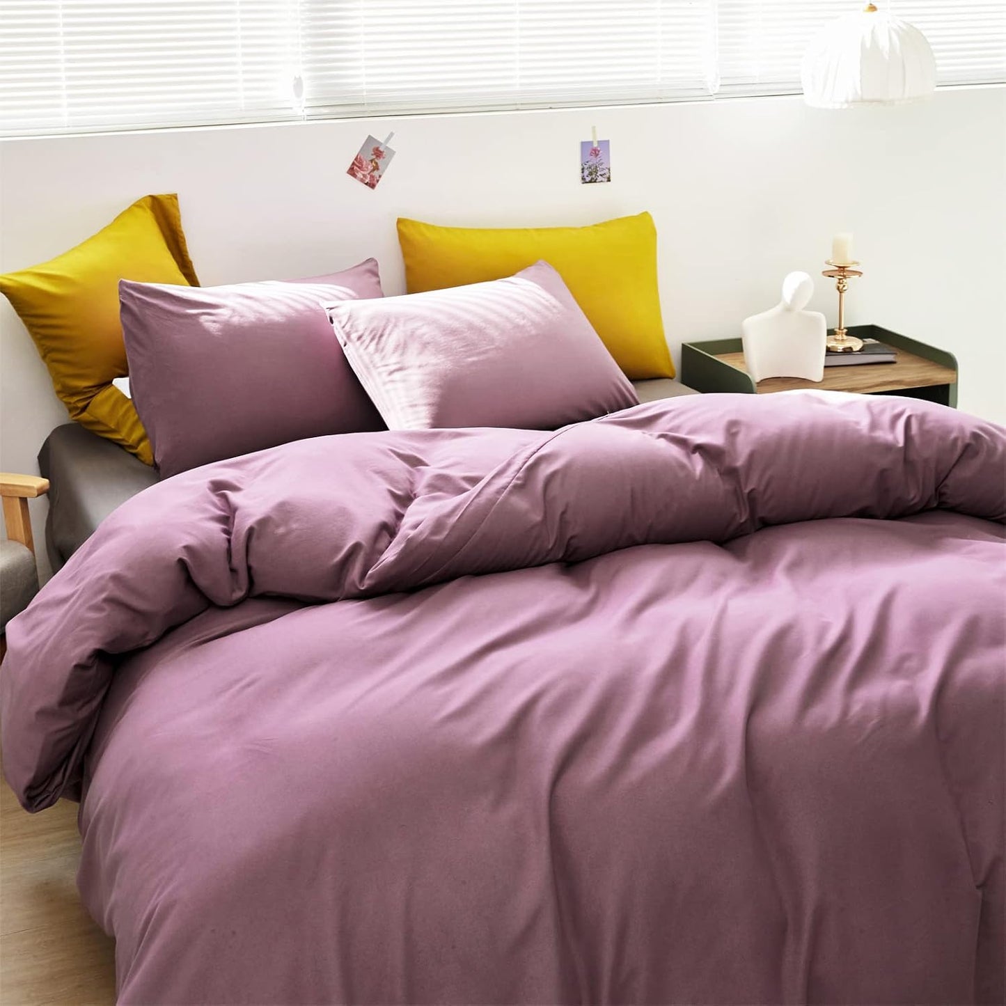 Cottonight Purple Comforter Set California King Dusty Purple Bedding Comforter Set Pale Mauve Blanket Quilts Soft Breathable Lilac Soft Breathable 3 Piece Comforter Set for Cal King Bed