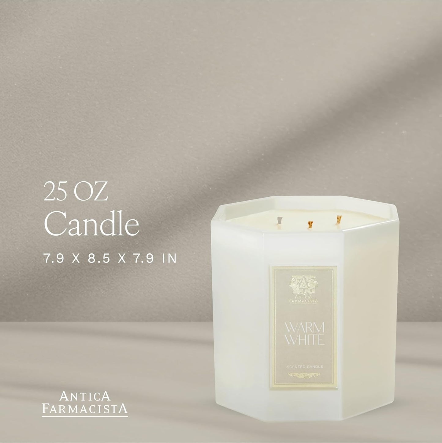 Antica Farmacista Three-Wick Candle - Decorative Home Candle - Long-Lasting & Premium Scented - Luxury Gift - Warm White, 25 oz