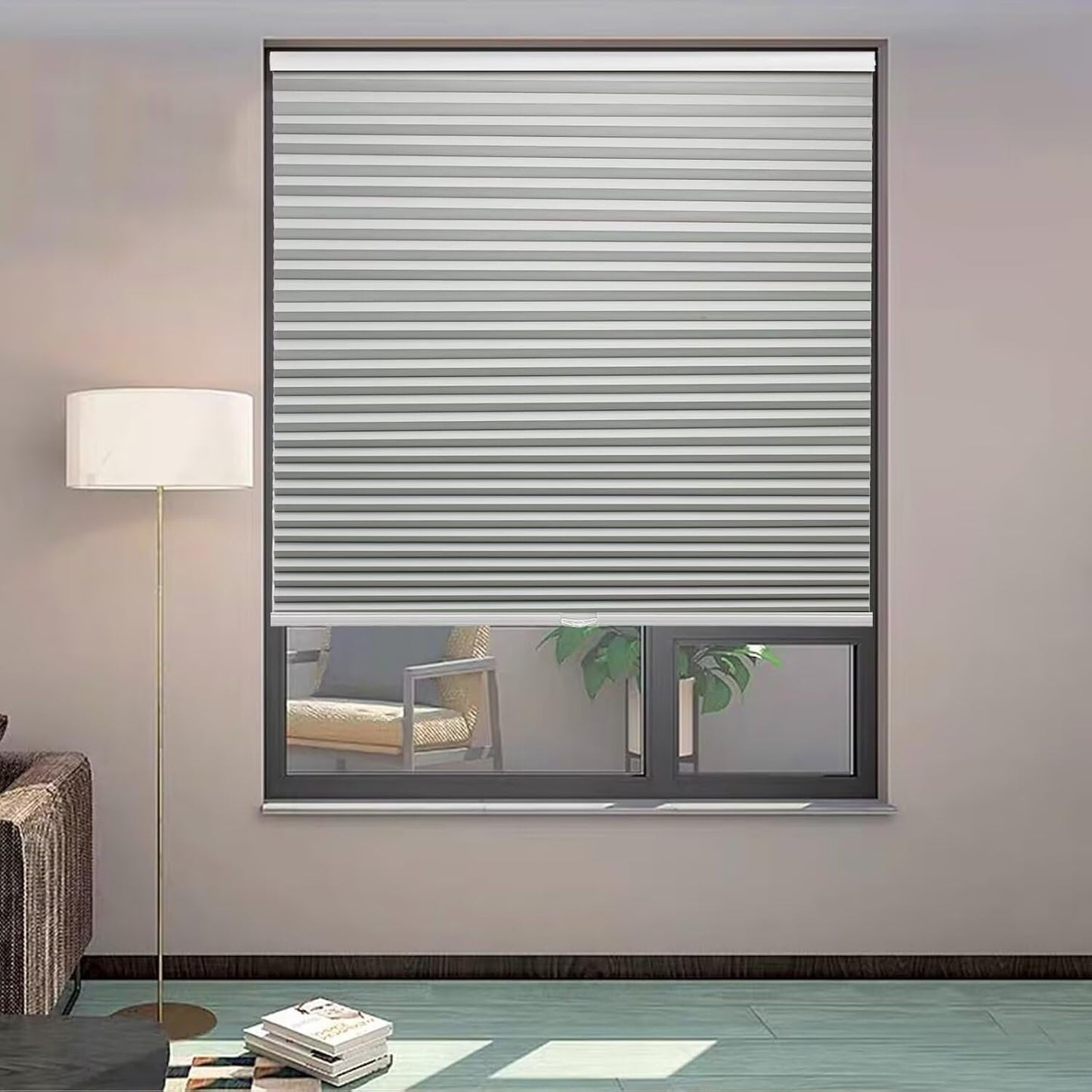 MYshade 1.5-Inch Cellular Cordless Blackout Shades,Thermal Insulating Noise Reducing Waterproof Blinds,Honeycomb Window Treatments for Indoor Light Control (Grey-21 W x 50" H)